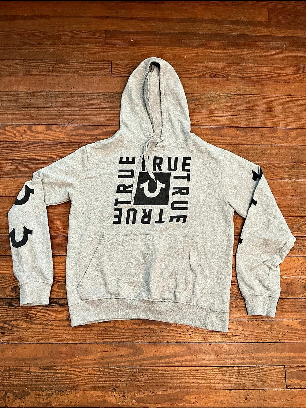 True Religion Horseshoe Logo Hoodie Graphic Hoodie Gray L